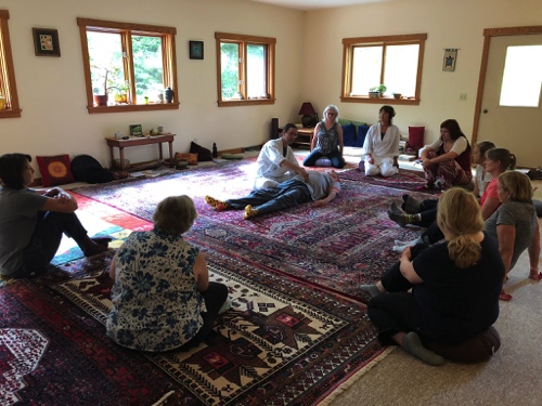 Another photo from one of our Annual Breema Retreats - The classroom atmosphere is rich and liberating!